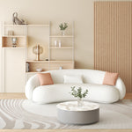 LIVARA SM908 260cm Fabric Fleece Solid - Lamb Sofa Length Frame Wood White