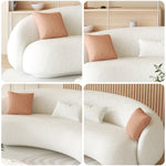 LIVARA SM908 260cm Fabric Fleece Solid - Lamb Sofa Length Frame Wood White