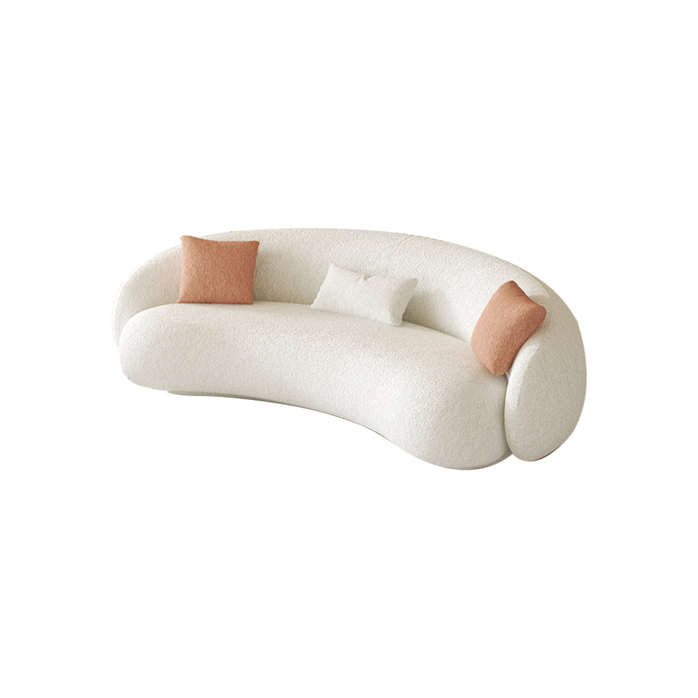 LIVARA SM908 260cm Fabric Fleece Solid - Lamb Sofa Length Frame Wood White