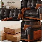 LIVARA 910 Length Waxed Leather Oil Sofa Wood Fabric 180/210/240/280cm Solid Frame