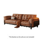 LIVARA 910 Length Waxed Leather Oil Sofa Wood Fabric 180/210/240/280cm Solid Frame