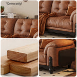 LIVARA 910 Length Waxed Leather Oil Sofa Wood Fabric 180/210/240/280cm Solid Frame