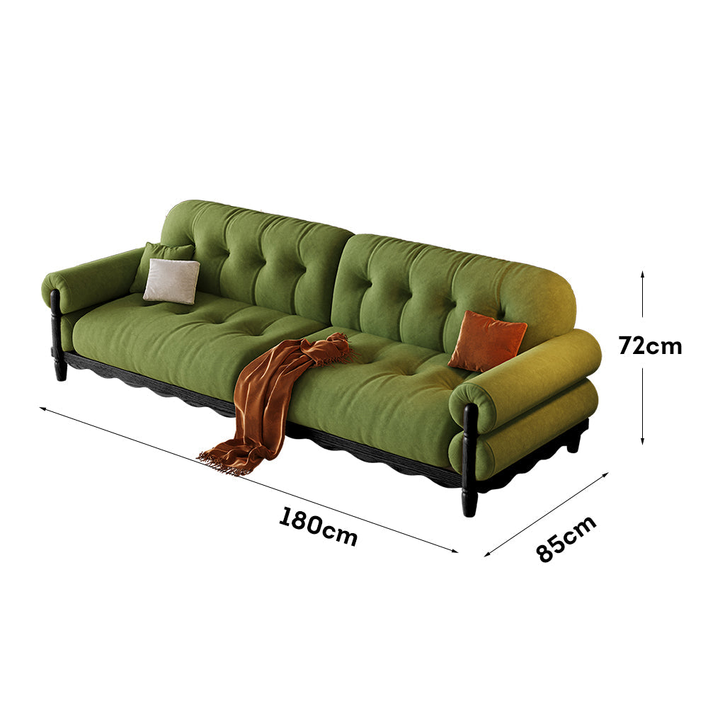 LIVARA 918 Style Vintage Sofa 180-280cm With Velvet Throw Pillows