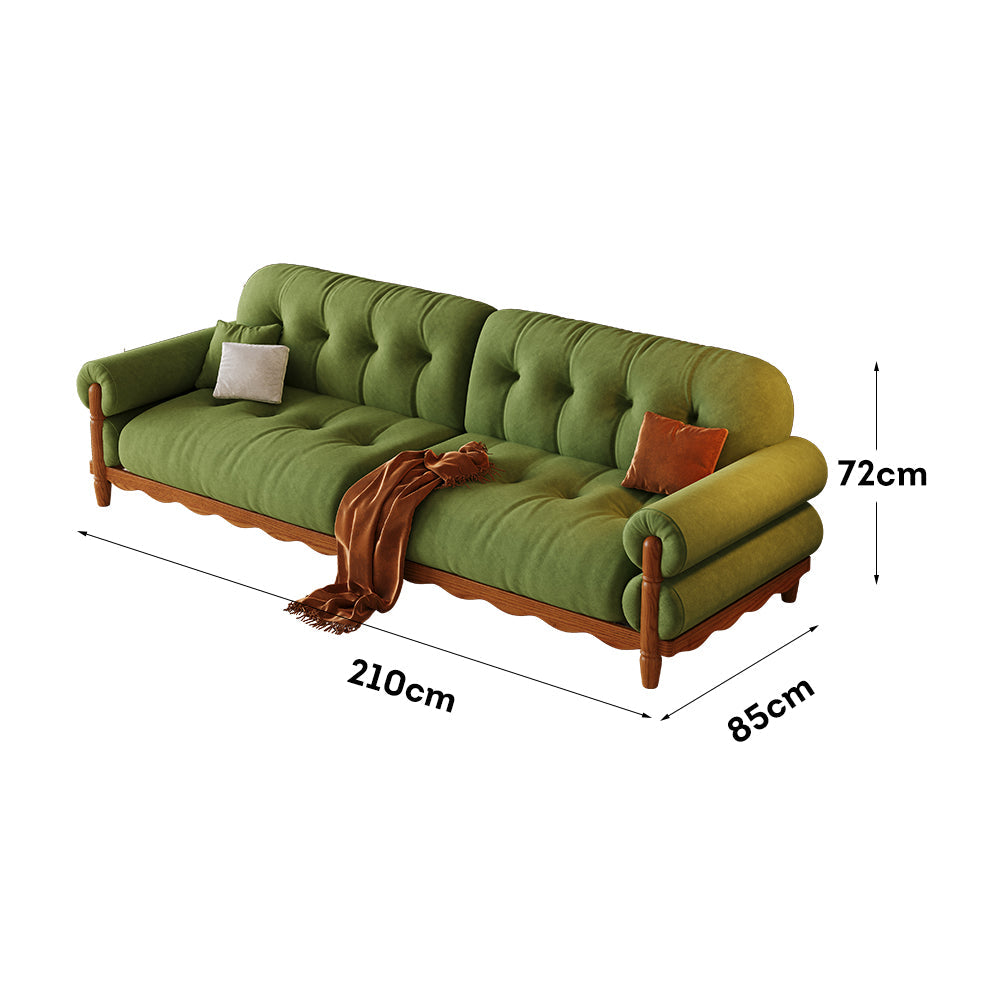LIVARA 918 Style Vintage Sofa 180-280cm With Velvet Throw Pillows