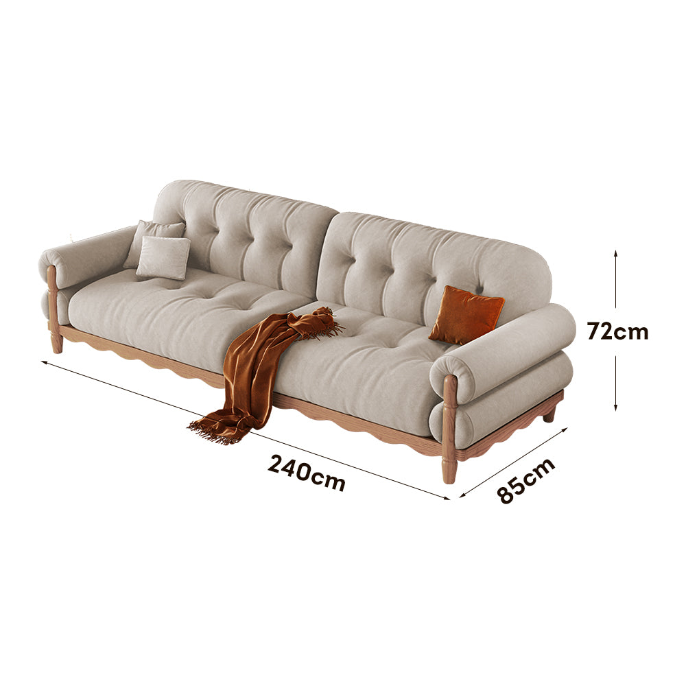 LIVARA 918 Style Vintage Sofa 180-280cm With Velvet Throw Pillows