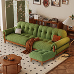 LIVARA 918 Style Vintage Sofa 180-280cm With Velvet Throw Pillows