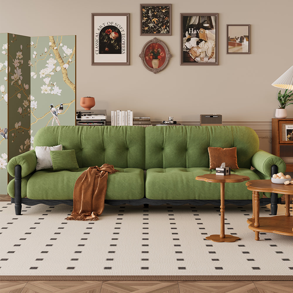 LIVARA 918 Style Vintage Sofa 180-280cm With Velvet Throw Pillows