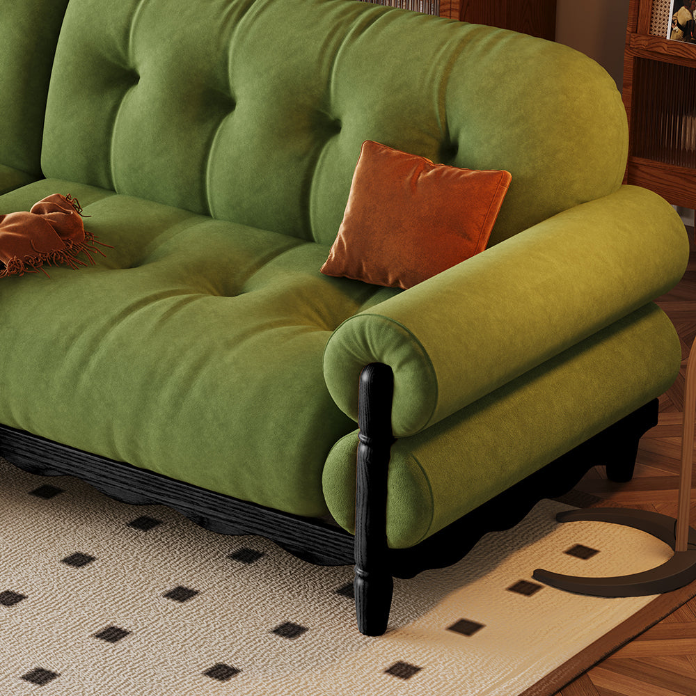 LIVARA 918 Style Vintage Sofa 180-280cm With Velvet Throw Pillows