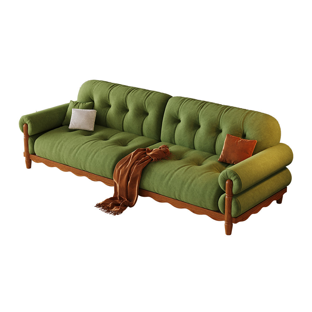 LIVARA 918 Style Vintage Sofa 180-280cm With Velvet Throw Pillows