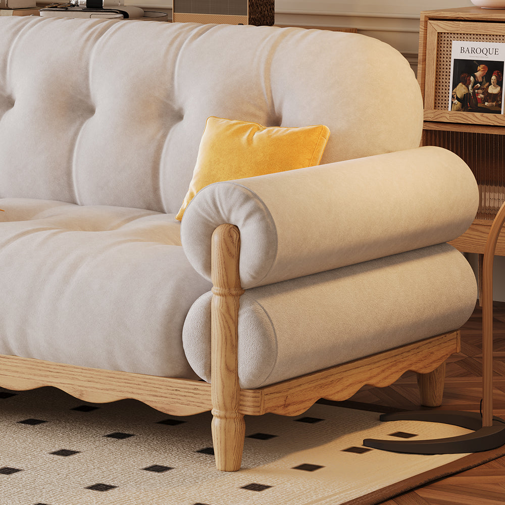 LIVARA 918 Style Vintage Sofa 180-280cm With Velvet Throw Pillows
