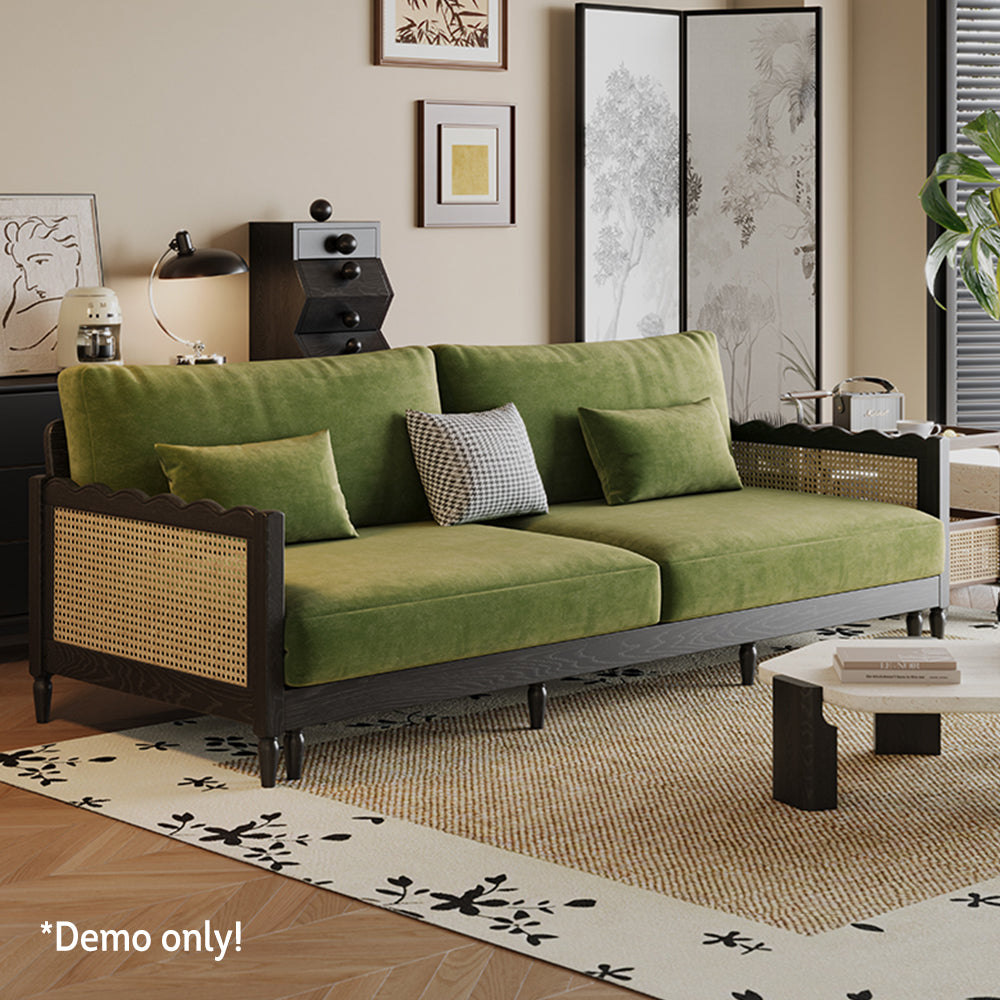 LIVARA 180cm/210cm/240cm/280cm Bed Fabric Wood Velvet Sofa Length Solid Baby Frame