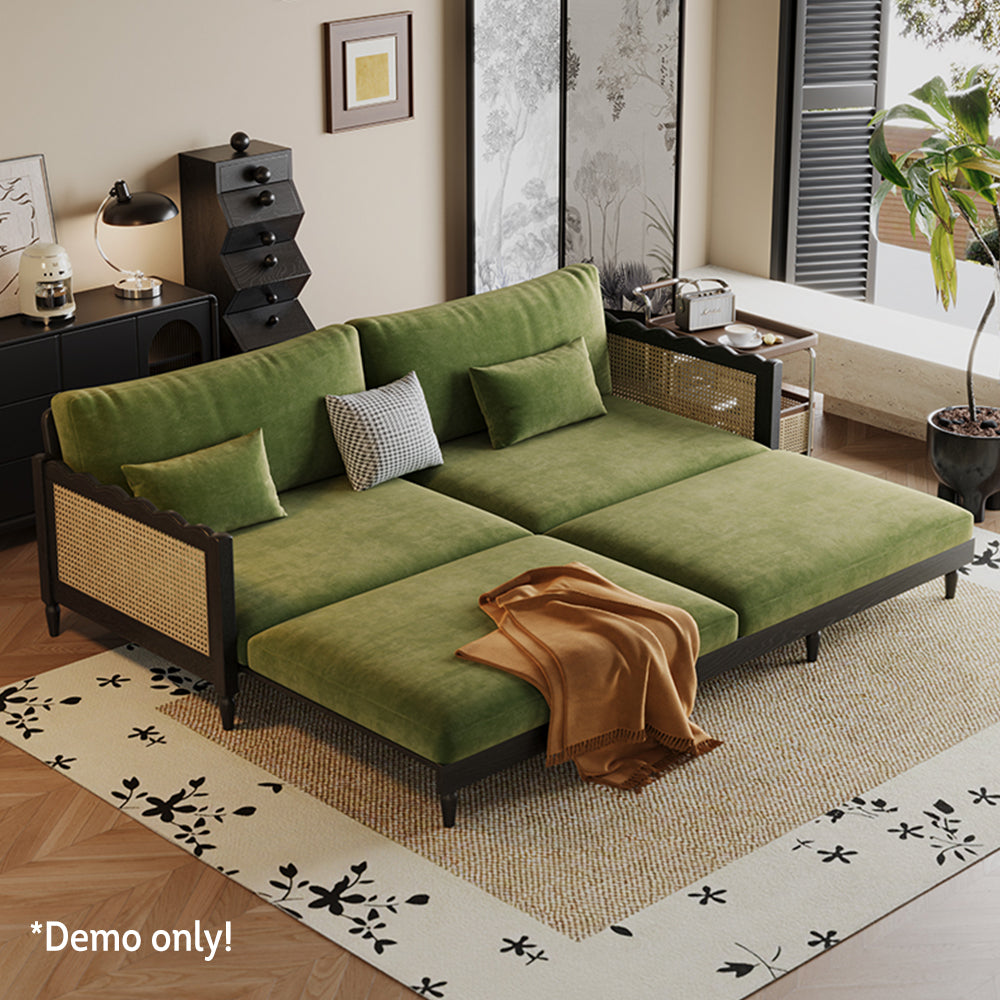 LIVARA 180cm/210cm/240cm/280cm Bed Fabric Wood Velvet Sofa Length Solid Baby Frame