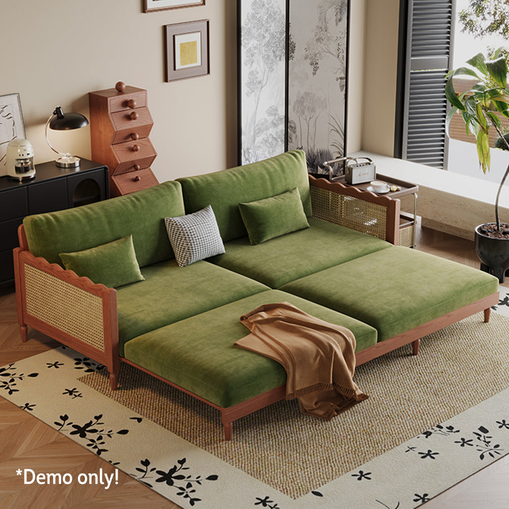 LIVARA 180cm/210cm/240cm/280cm Bed Fabric Wood Velvet Sofa Length Solid Baby Frame