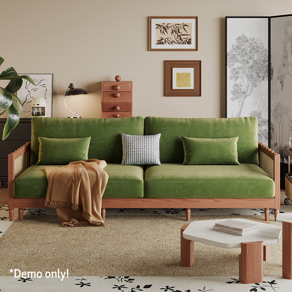LIVARA 180cm/210cm/240cm/280cm Bed Fabric Wood Velvet Sofa Length Solid Baby Frame