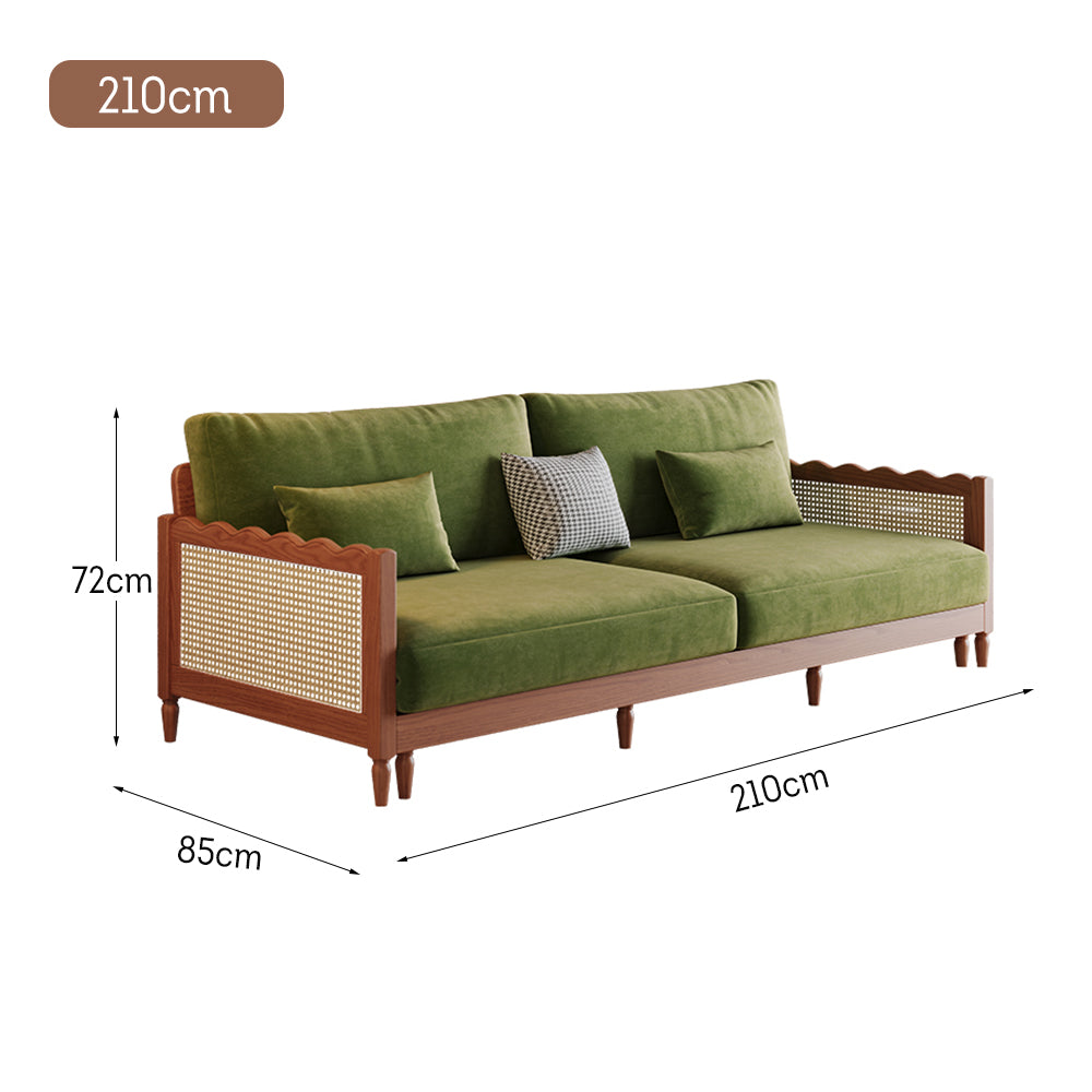 LIVARA 180cm/210cm/240cm/280cm Bed Fabric Wood Velvet Sofa Length Solid Baby Frame