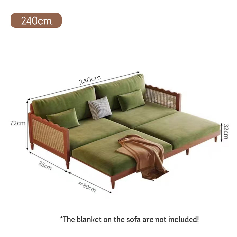 LIVARA 180cm/210cm/240cm/280cm Bed Fabric Wood Velvet Sofa Length Solid Baby Frame