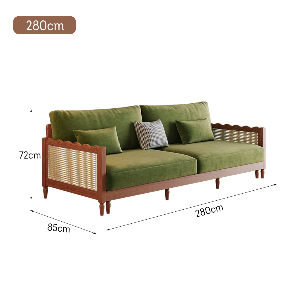 LIVARA 180cm/210cm/240cm/280cm Bed Fabric Wood Velvet Sofa Length Solid Baby Frame