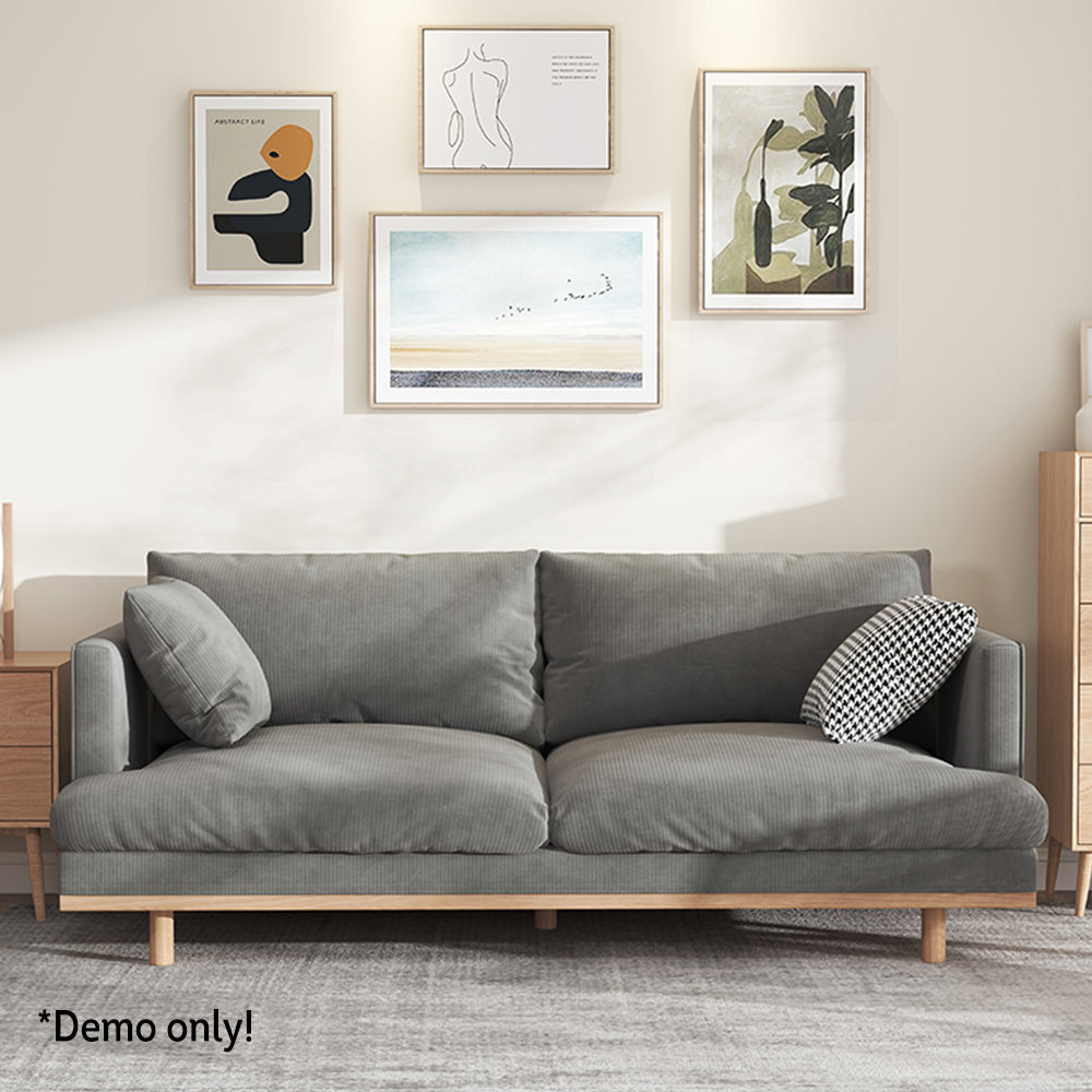 LIVARA HXSF01 Fabric Wood Solid Sofa/Footstool Corduroy Frame