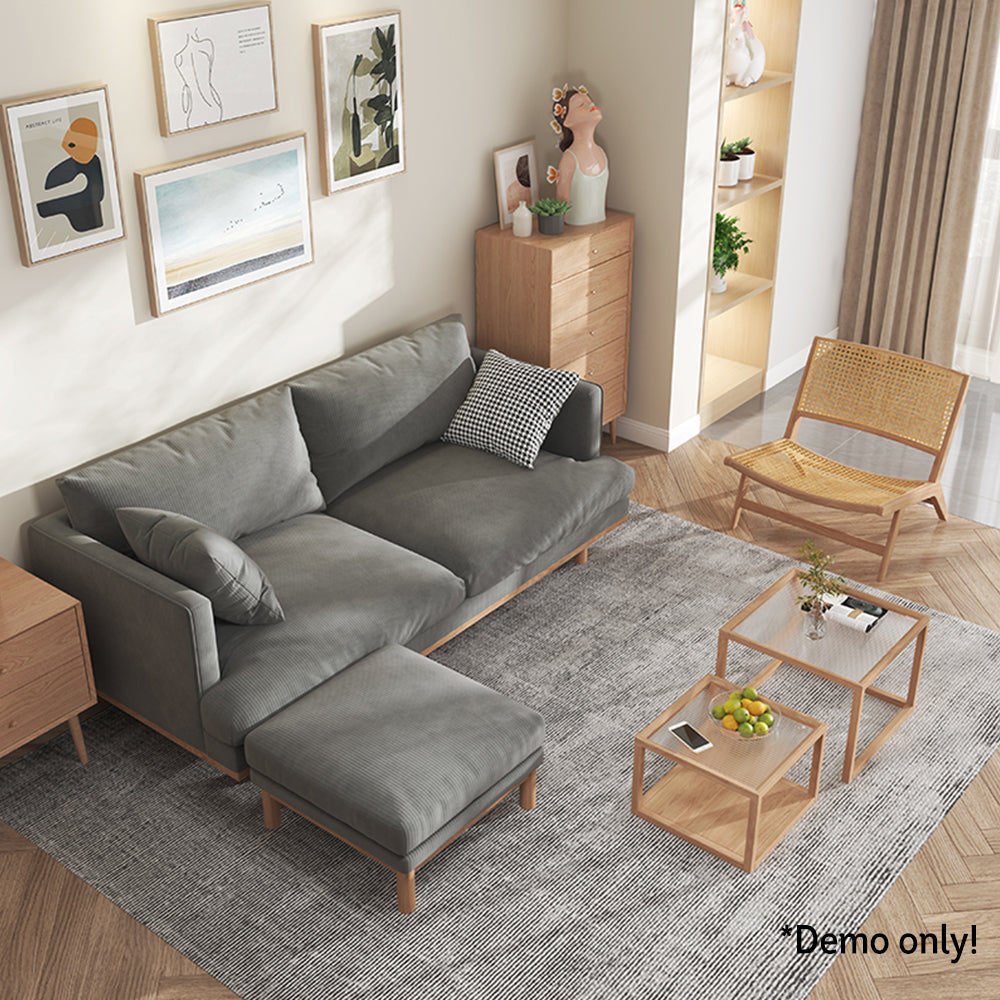 LIVARA HXSF01 Fabric Wood Solid Sofa/Footstool Corduroy Frame