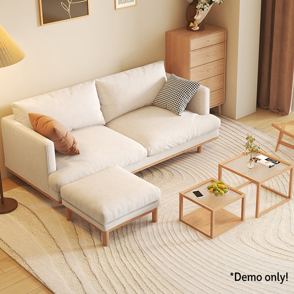 LIVARA HXSF01 Fabric Wood Solid Sofa/Footstool Corduroy Frame