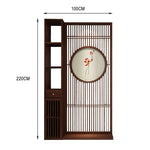LIVARA Asian Home Design Motif, Room Walnut Divider, Style Slatted with Lotus Hollow Wood Elegant Decor Screen