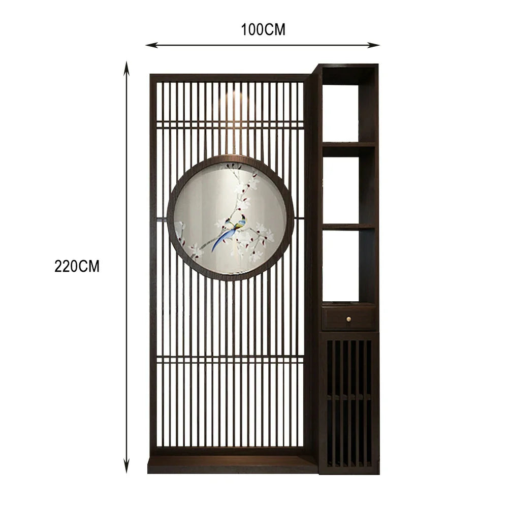 LIVARA Oriental Wood Slatted Room Design, Walnut or Style Entryway Ideal Hollow for Foyer Divider, Spaces