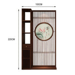 LIVARA Oriental or Entryway Hollow Lotus Style Koi Room for Wood Design Ideal Motif, Divider, with Walnut Slatted Foyer
