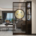 LIVARA Oriental or Slatted for Screen, Room Hollow Entryway Privacy Divider, Perfect Wood Style Walnut Foyer Decoration
