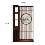 LIVARA Oriental Room for Foyer Ideal Style Divider, with Design Hollow or Entryway Wood Motif, Slatted Walnut Peony Decor
