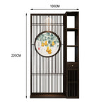 LIVARA Oriental Slatted Divider, Elegant Entryway Style or Room Screen Wood Design, Hollow Privacy Walnut for Living Room