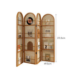 LIVARA Foldable Magazine Arched Divider 4-Panel Rack Rattan Bamboo with Woven Room Design