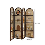 LIVARA Foldable Magazine Arched Divider 4-Panel Rack Rattan Bamboo with Woven Room Design