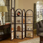 LIVARA Foldable Magazine Arched Divider 4-Panel Rack Rattan Bamboo with Woven Room Design