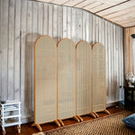 LIVARA 4-Panel Footed Woven with Room Rattan Divider Bamboo Base