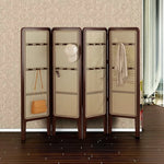 LIVARA Foldable with Woven Room Divider Hooks 4-Panel Rattan High Bamboo Model