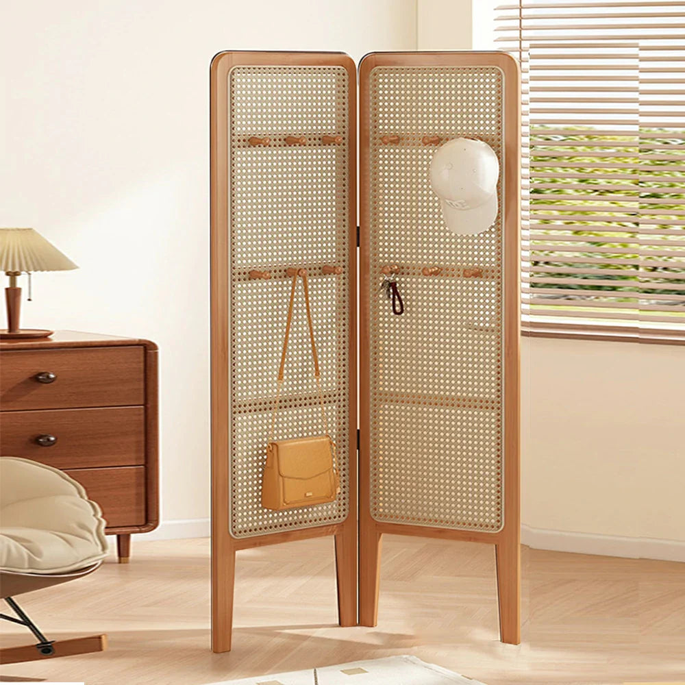 LIVARA Foldable with Bamboo Divider Rattan Room 2-Panel Woven Hooks High Model