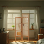 LIVARA Foldable High with Low Rattan Room Hooks and Woven Divider Bamboo 2-Panel Model