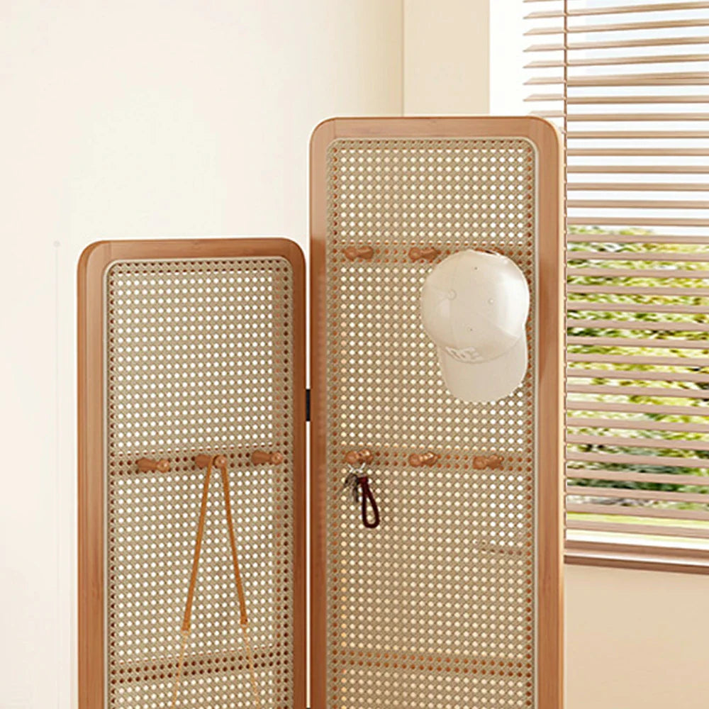 LIVARA Foldable High with Low Rattan Room Hooks and Woven Divider Bamboo 2-Panel Model