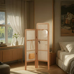 LIVARA Foldable High with Low Rattan Room Hooks and Woven Divider Bamboo 2-Panel Model