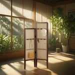 LIVARA Foldable High with Low Rattan Room Hooks and Woven Divider Bamboo 2-Panel Model