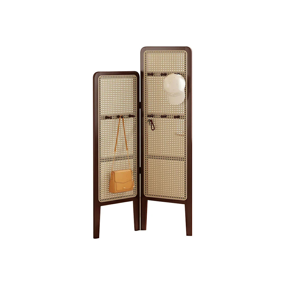 LIVARA Foldable High with Low Rattan Room Hooks and Woven Divider Bamboo 2-Panel Model