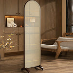 LIVARA Single Divider with Footed Bamboo Rattan Woven Room Panel Freestanding Base