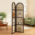 LIVARA Foldable Arched Rack Bamboo with Magazine Room 2-Panel Woven Divider Rattan Design