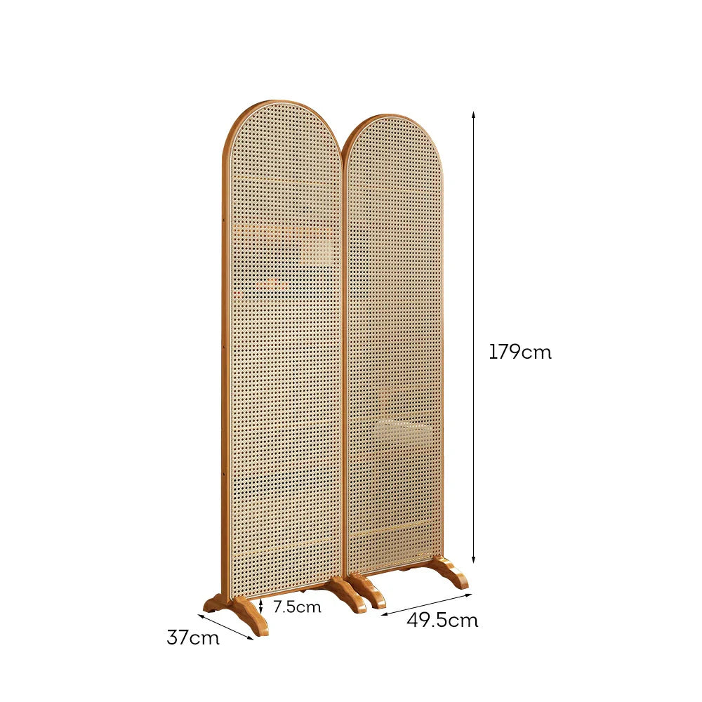 LIVARA 2-Panel Woven Footed with Bamboo Rattan Room Divider Base
