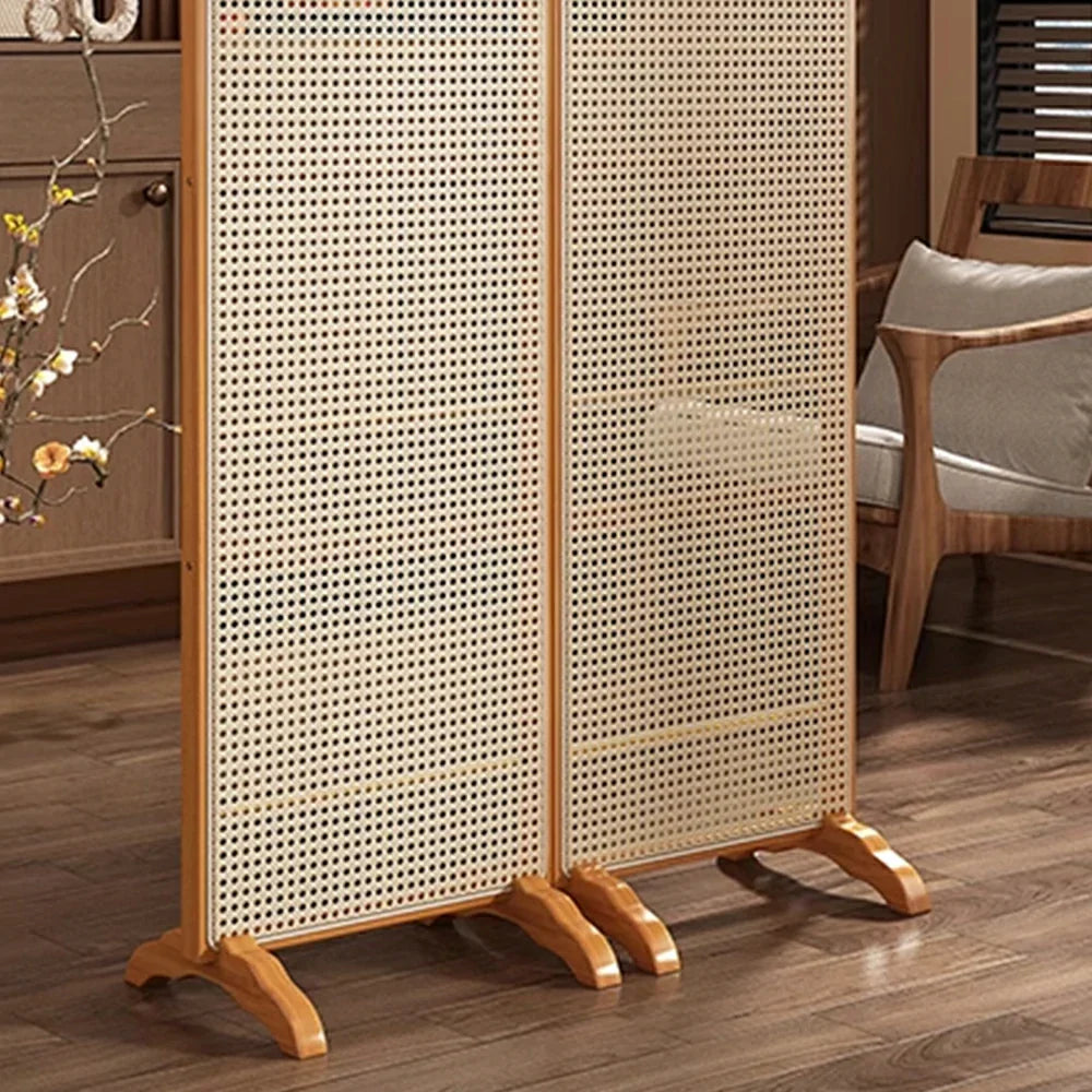 LIVARA 2-Panel Woven Footed with Bamboo Rattan Room Divider Base