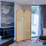 LIVARA 2-Panel Woven Footed with Bamboo Rattan Room Divider Base