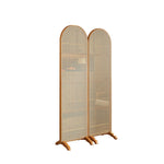 LIVARA 2-Panel Woven Footed with Bamboo Rattan Room Divider Base