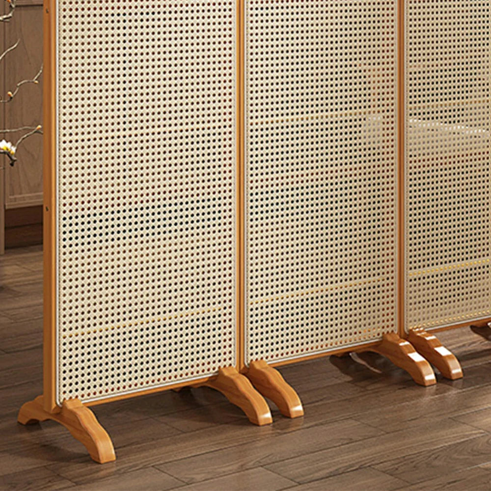 LIVARA 3-Panel with Woven Rattan Room Divider Footed Bamboo Base