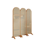 LIVARA 3-Panel with Woven Rattan Room Divider Footed Bamboo Base