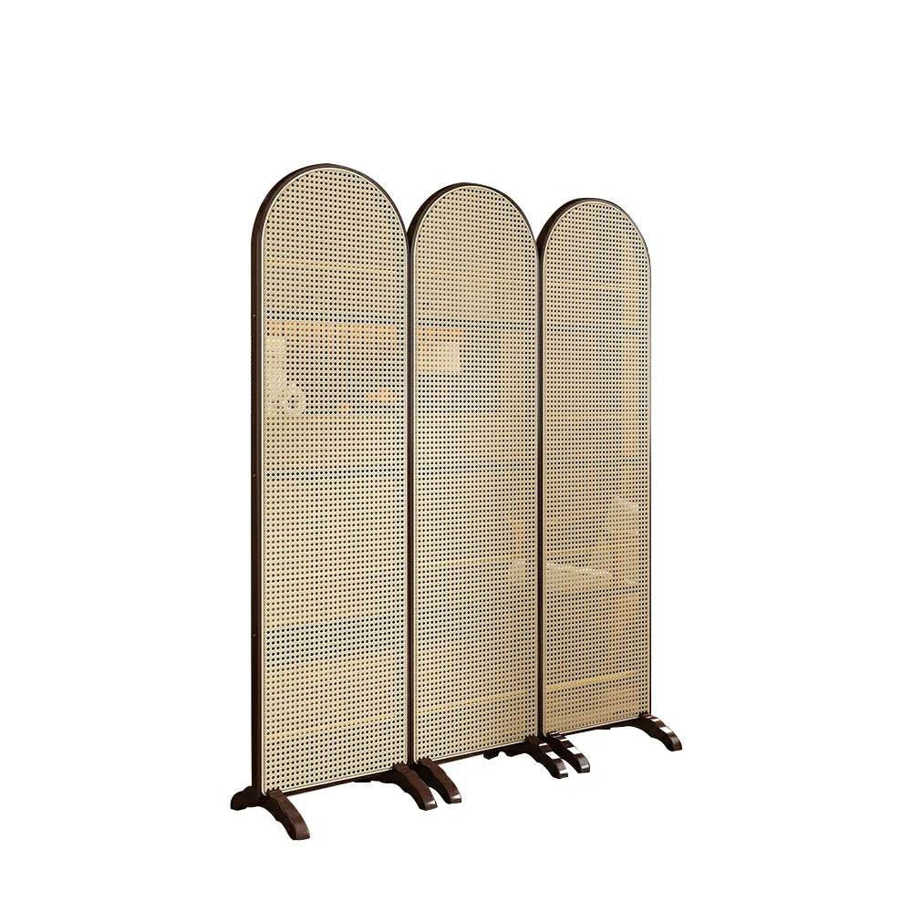 LIVARA 3-Panel with Woven Rattan Room Divider Footed Bamboo Base